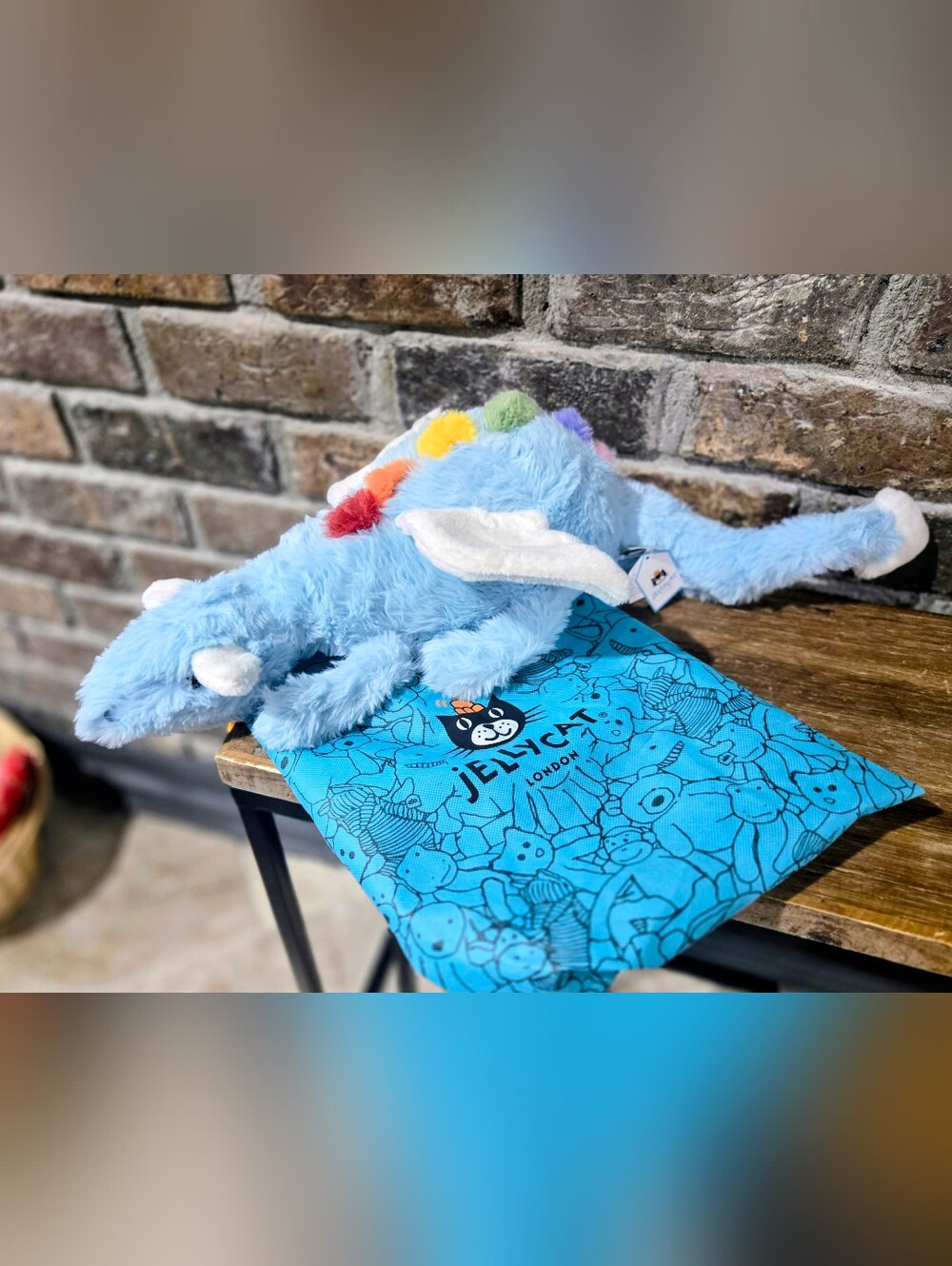 Jellycat Sky Dragon Large NWT Blue Pastel BNWT + Dust Bag